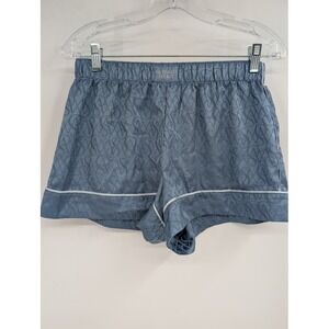 Victoria's Secret Satin Pajama Shorts Size Small Blue VS Logo